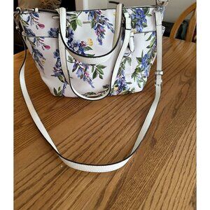 Diane buchman Floral Print Leather Tote Bag With Adjustable Removable Strap